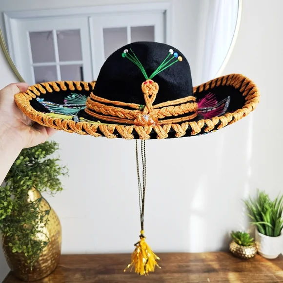 Handcrafted Sombrero Selene Calidad Mexican Mariachi Multicolor Children's Hat - Picture 4 of 16